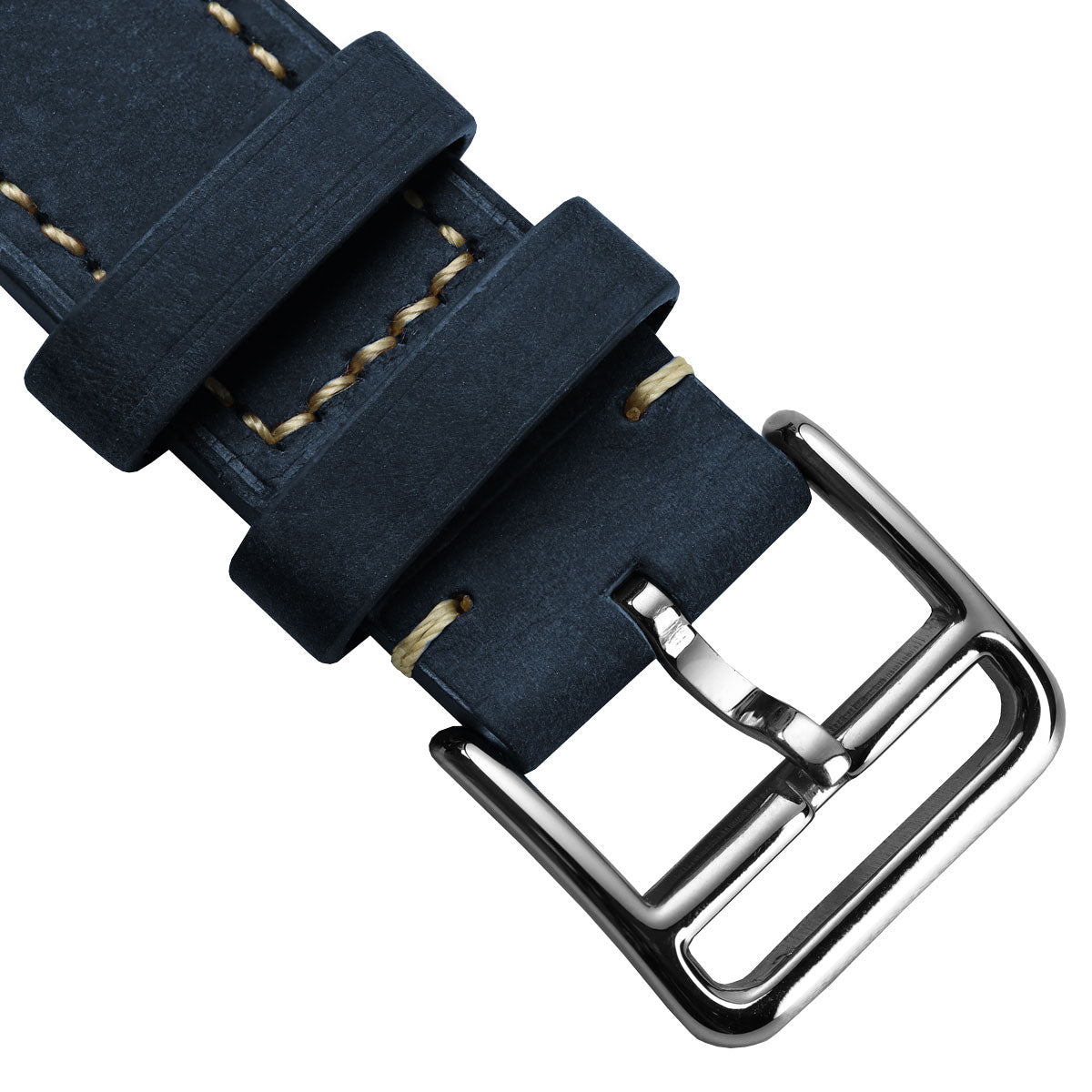 Bracelet de Montre en Cuir Plat Brixham Crazy Horse Vintage Bleu