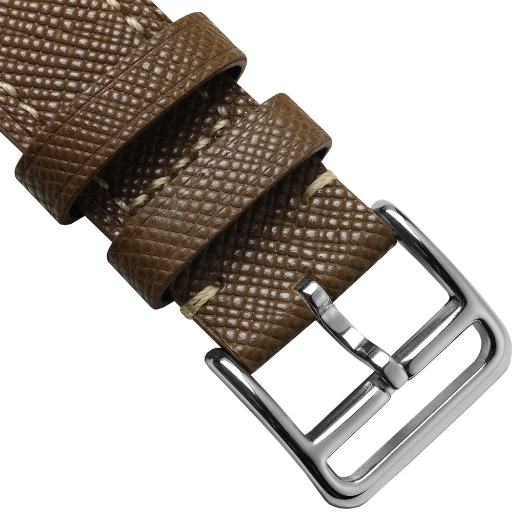 Bracelet pour montre en cuir saffiano Brixham marron élégante et durable