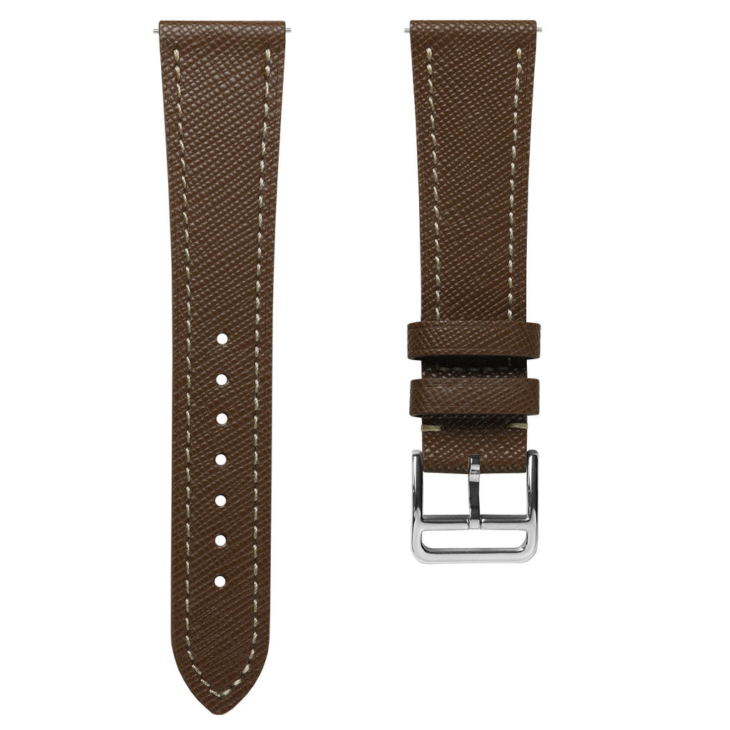 Bracelet pour montre en cuir saffiano Brixham marron élégante et durable