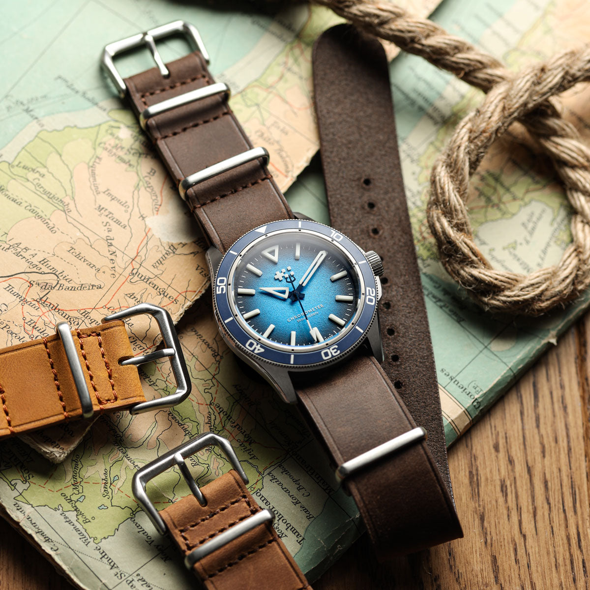 Cambridge Genuine Leather British Military Watch Strap - Chocolate Brown