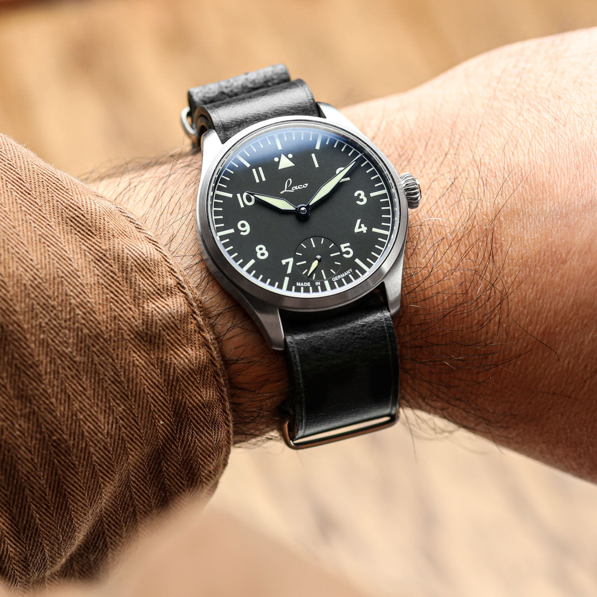 Cambridge Genuine Leather British Military Watch Strap - Black