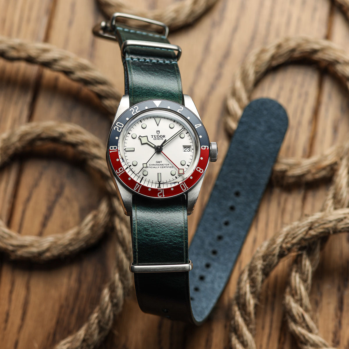 Cambridge Genuine Leather British Military Watch Strap - Vintage Teal
