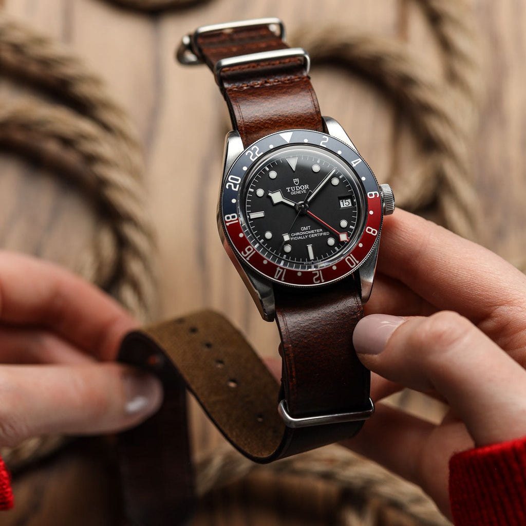 Cambridge Genuine Leather British Military Watch Strap - Reddish Brown