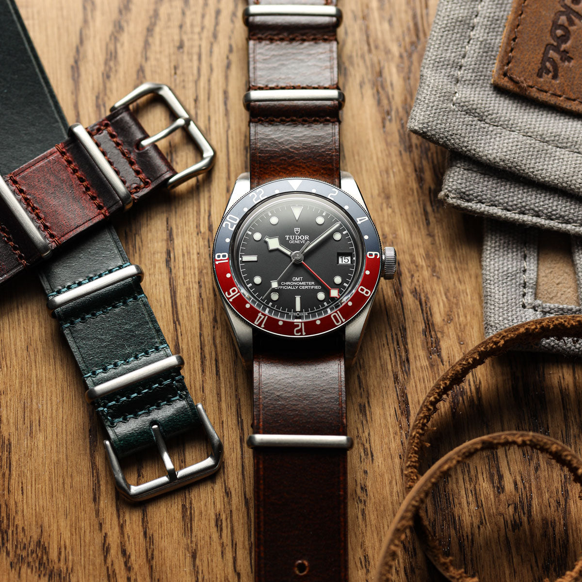 Cambridge Genuine Leather British Military Watch Strap - Vintage Red
