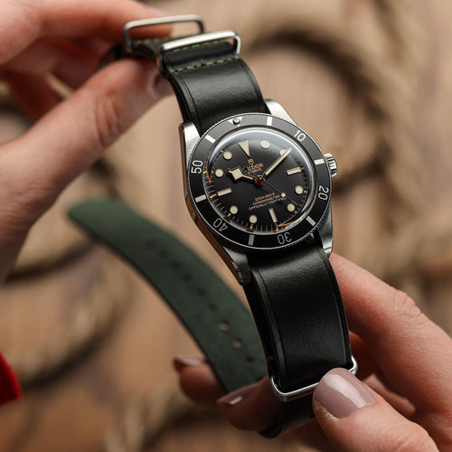 Cambridge Genuine Leather British Military Watch Strap - Vintage Green