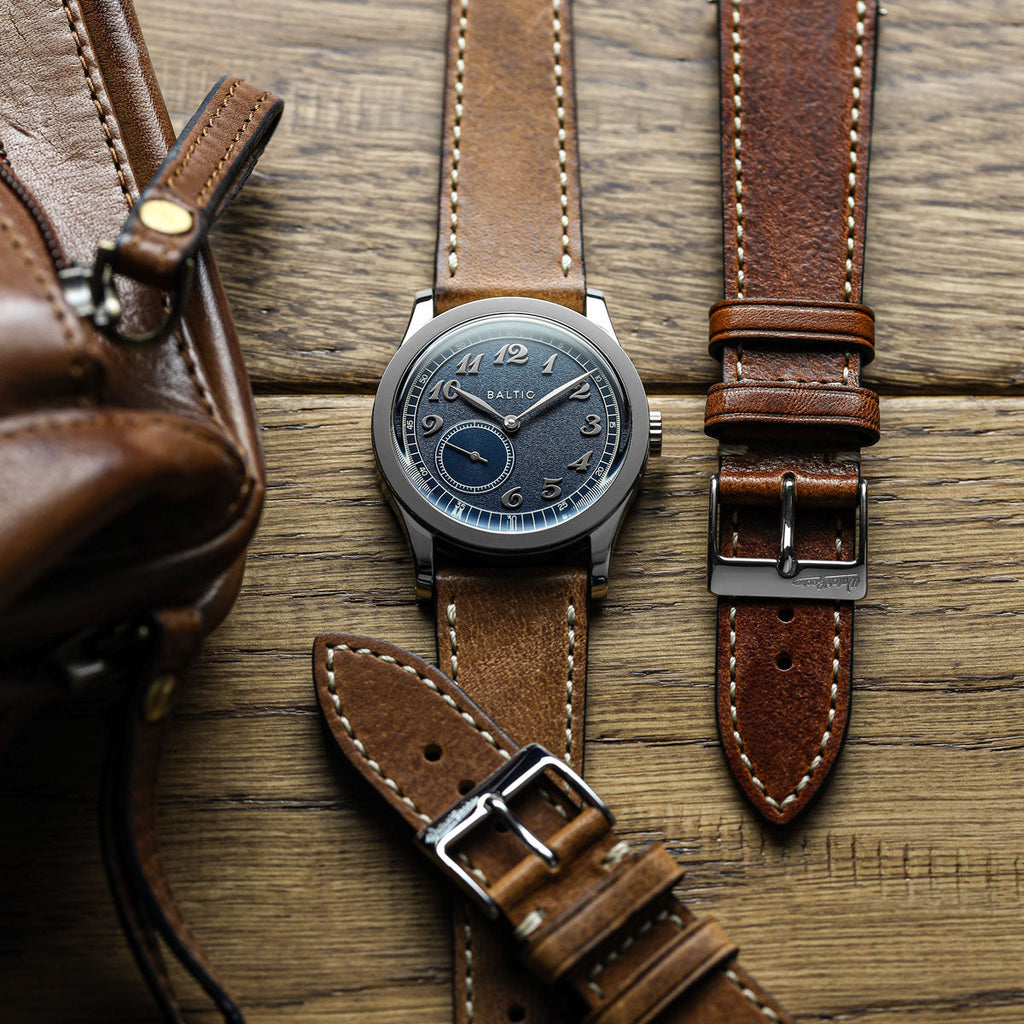 Flat Highley Genuine Leather Watch Strap - Light Brown