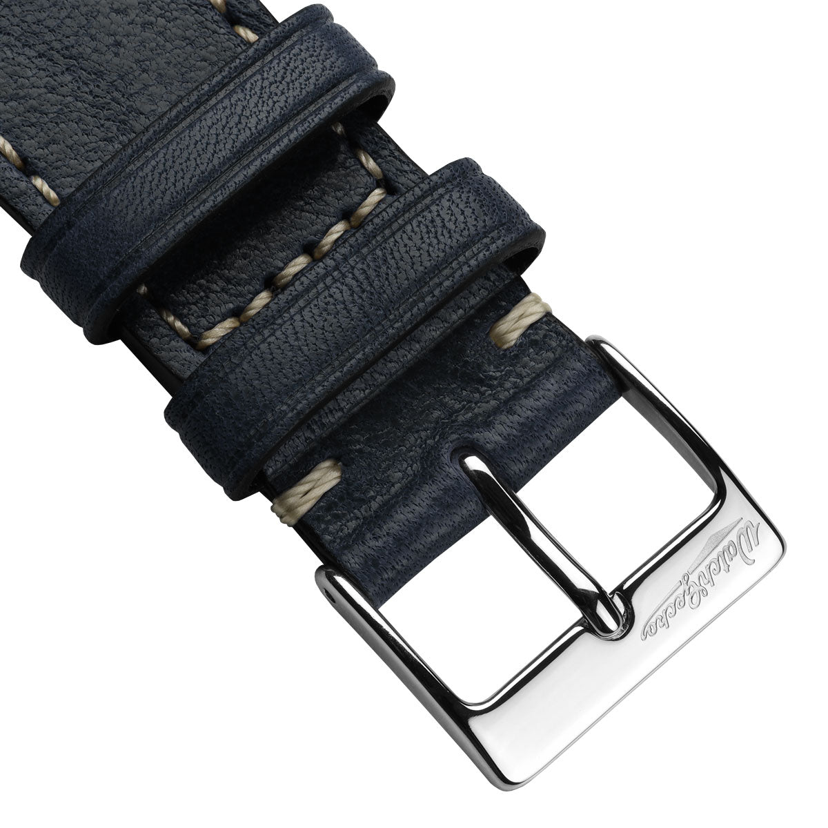Flat Highley Genuine Leather Watch Strap - Blue