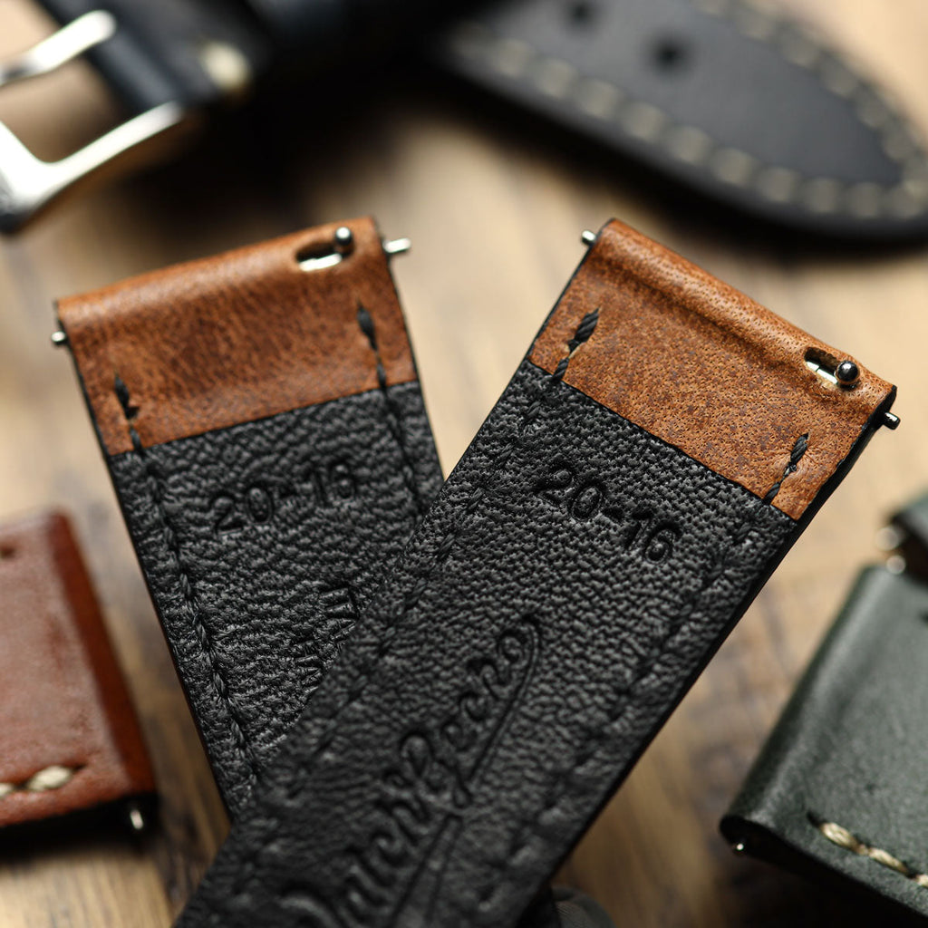 Flat Highley Genuine Leather Watch Strap - Chocolate Brown