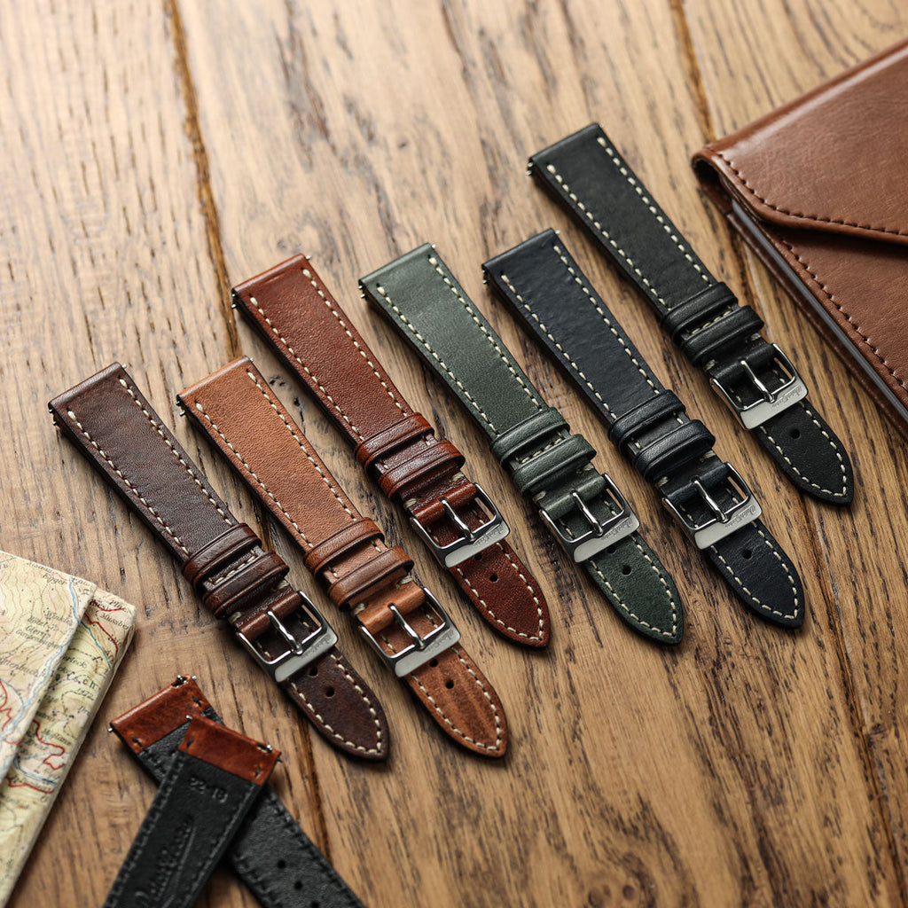 Flat Highley Genuine Leather Watch Strap - Chocolate Brown