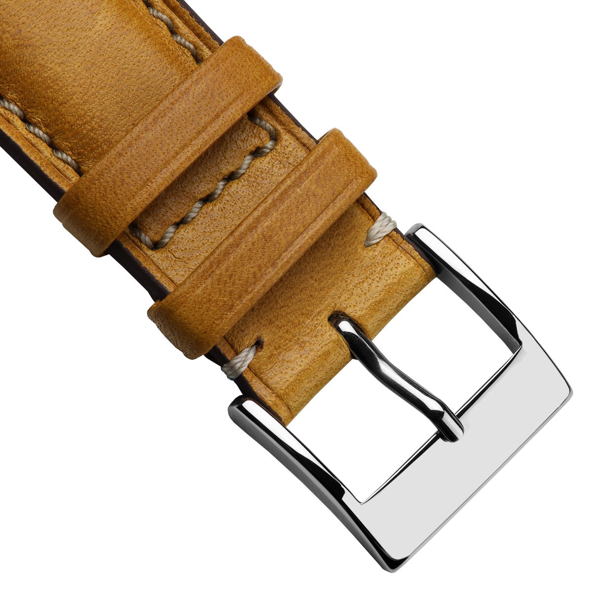 Laverton Padded Cavallo Leather Watch Strap - Cognac