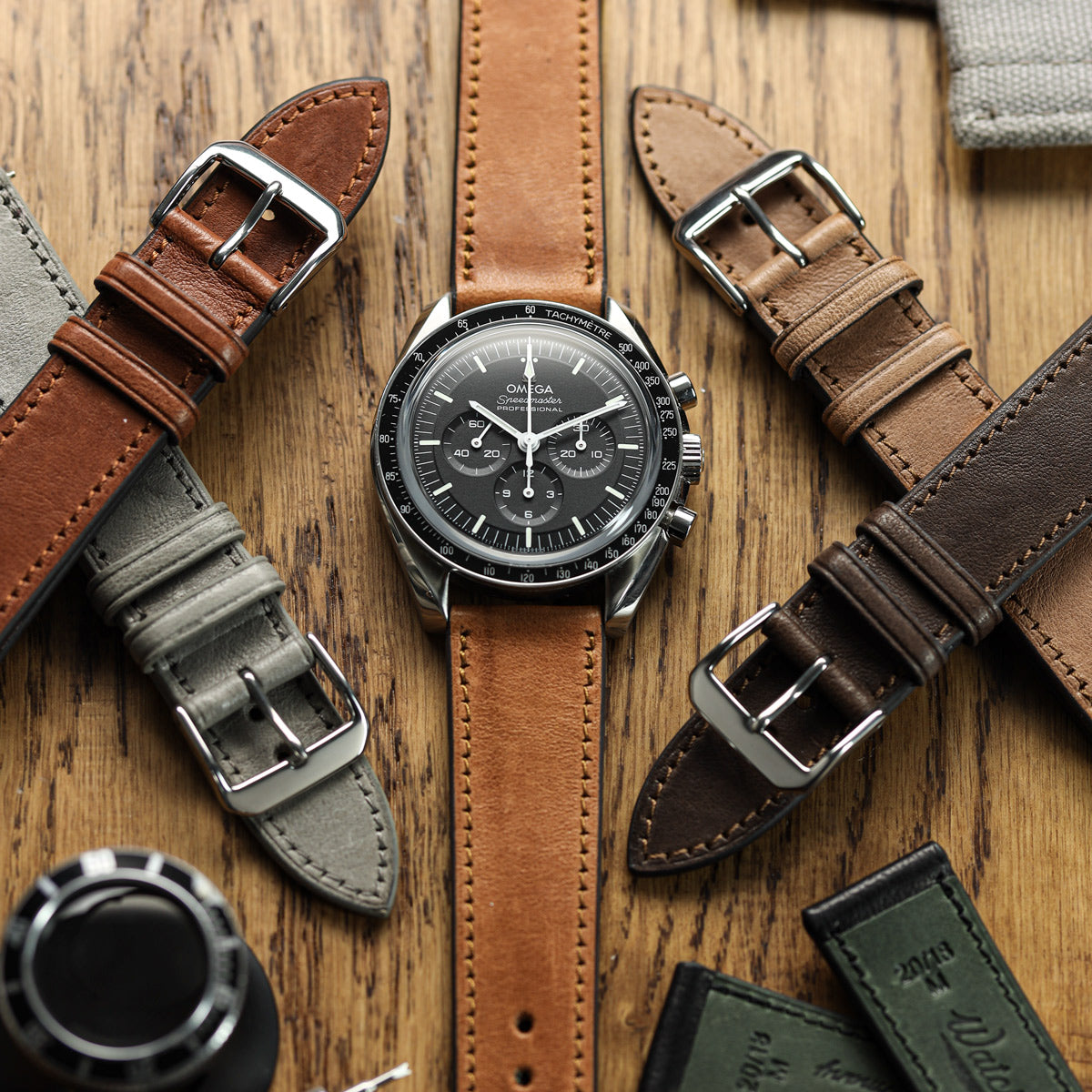 Camden Hand-Stitched Genuine Leather Watch Strap - Mocha Dark Brown