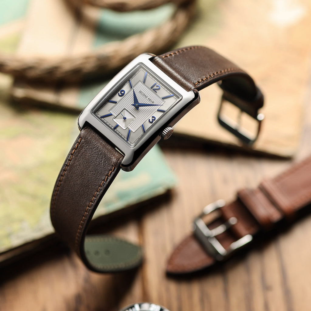 Camden Hand-Stitched Genuine Leather Watch Strap - Mocha Dark Brown