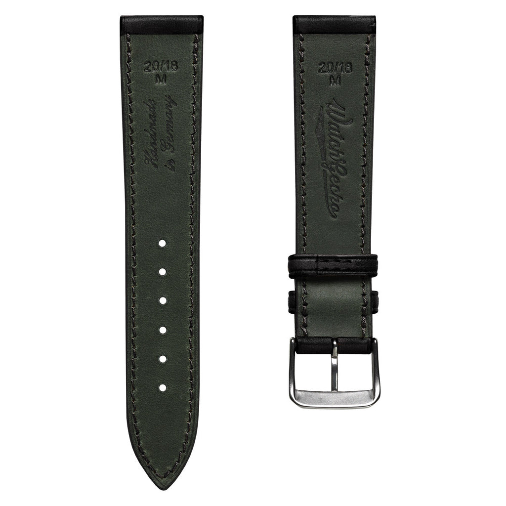 Camden Hand-Stitched Genuine Leather Watch Strap - Black
