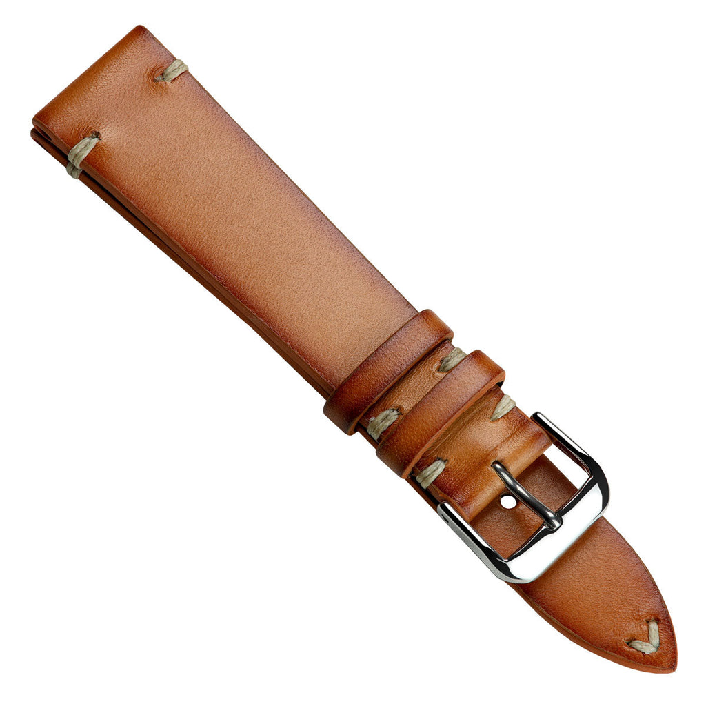 WatchGecko Oakley V-Stitch Hand-Painted Watch Strap - Light Brown