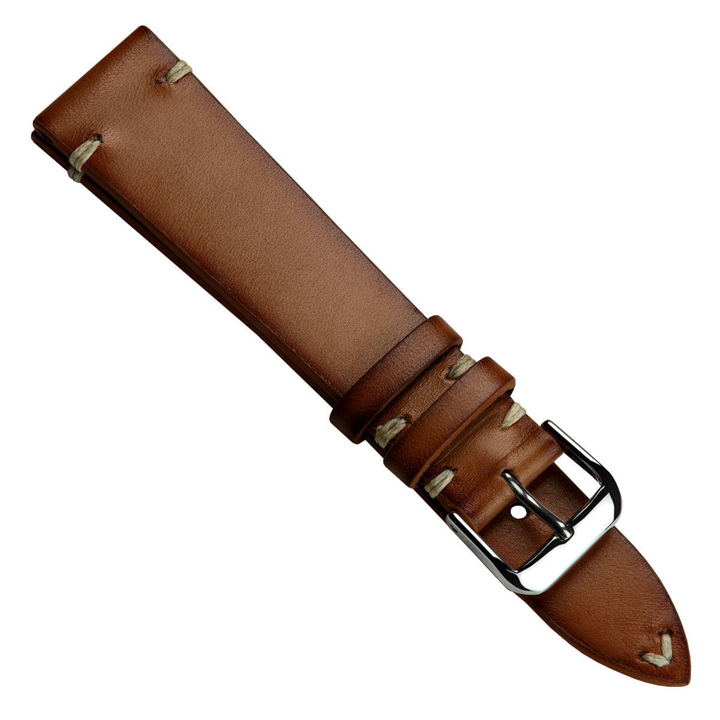 WatchGecko Oakley V-Stitch Hand-Painted Watch Strap - Medium Brown