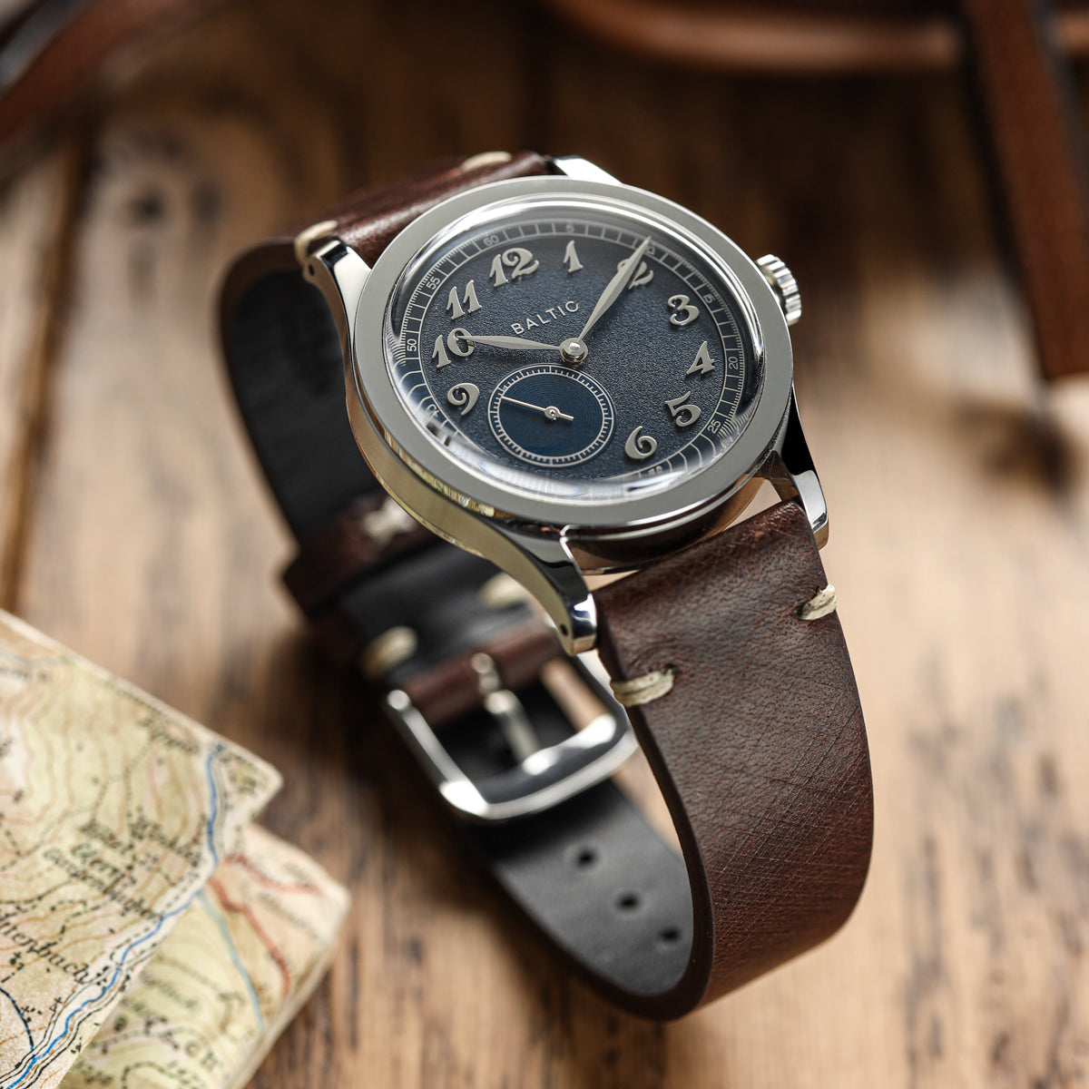 Cortez Vintage Stitching Genuine Leather Watch Strap - Mocha