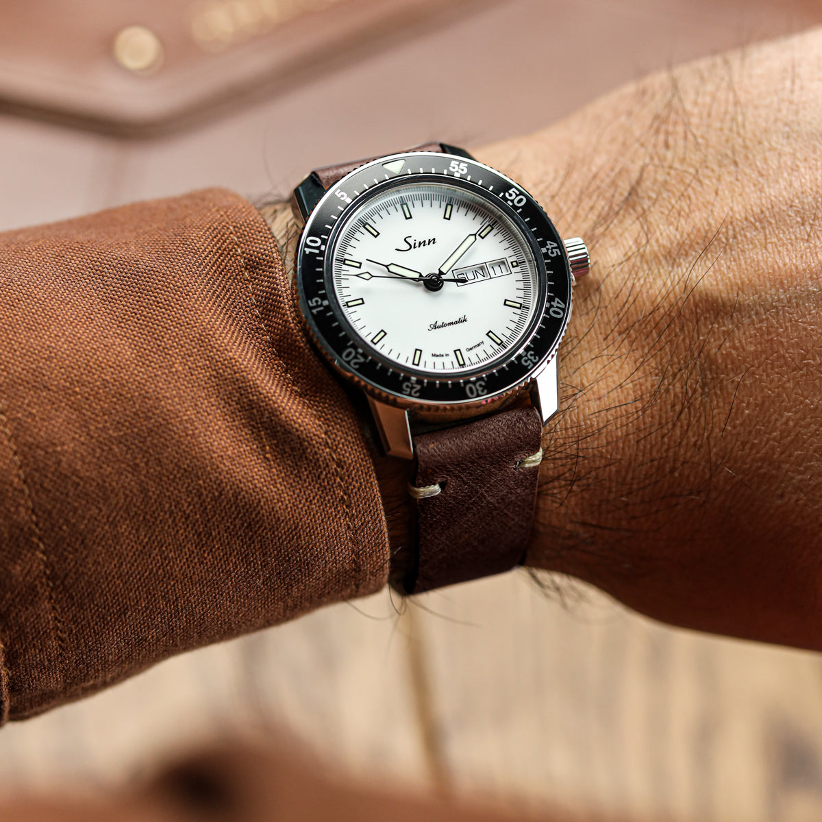 Cortez Vintage Stitching Genuine Leather Watch Strap - Mocha
