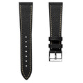 Luxury Hand-Stitched Epsom Italian Leather Watch Strap in Elegant Alpine Black