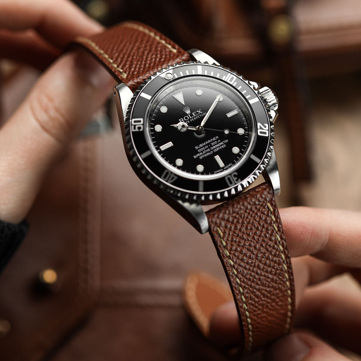 Cinturino per orologi in vera pelle italiana Epsom con cucitura a mano - tonalità Alpine Tan