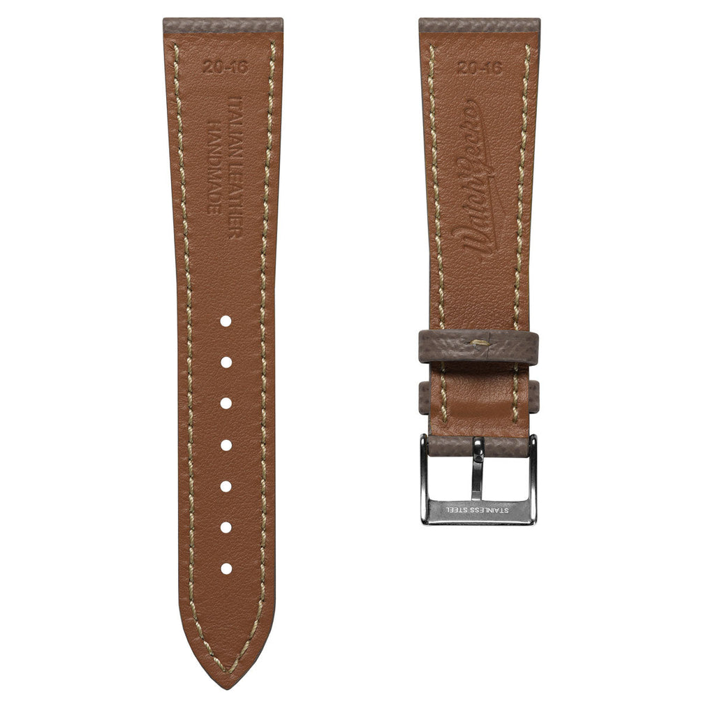 Reloj de correa de cuero italiano Epsom cosida a mano - Tierra alpina