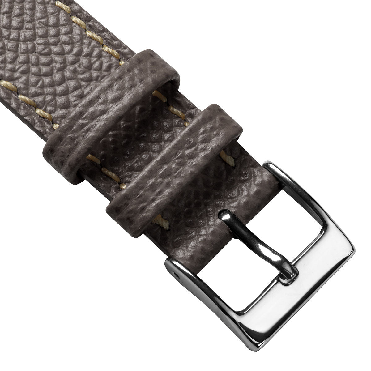 Reloj de correa de cuero italiano Epsom cosida a mano - Tierra alpina