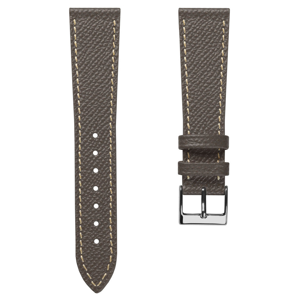 Reloj de correa de cuero italiano Epsom cosida a mano - Tierra alpina
