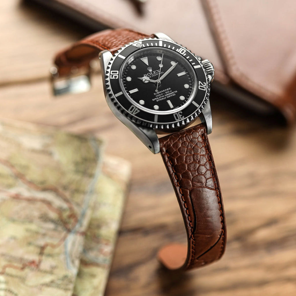 Ostrich Leg Leather Watch Strap - Tan