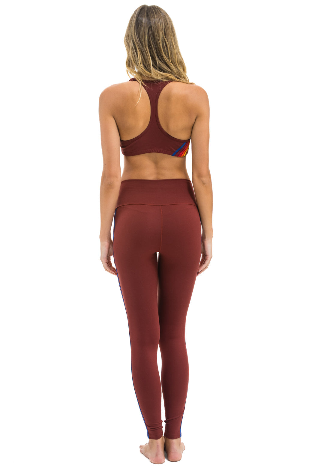FULL LENGTH HI-RISE 5 STRIPE LEGGINGS - BRICK