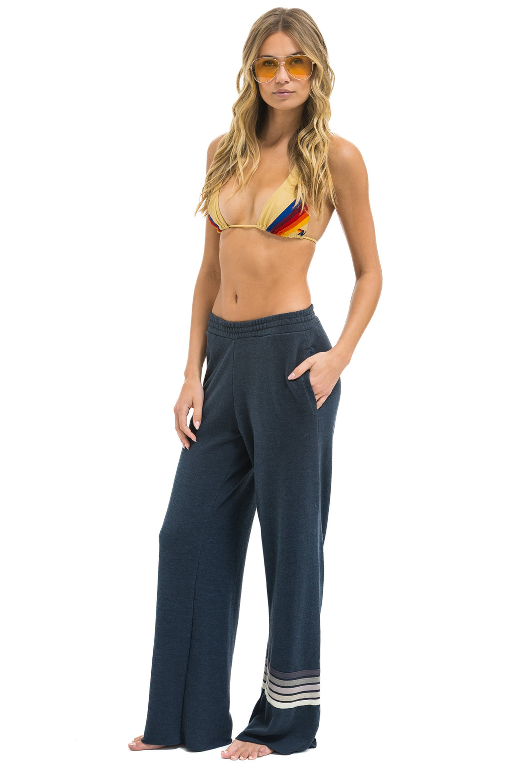 RUGBY STITCH WIDE LEG POCKET SWEATPANTS - CHARCOAL // CHARCOAL
