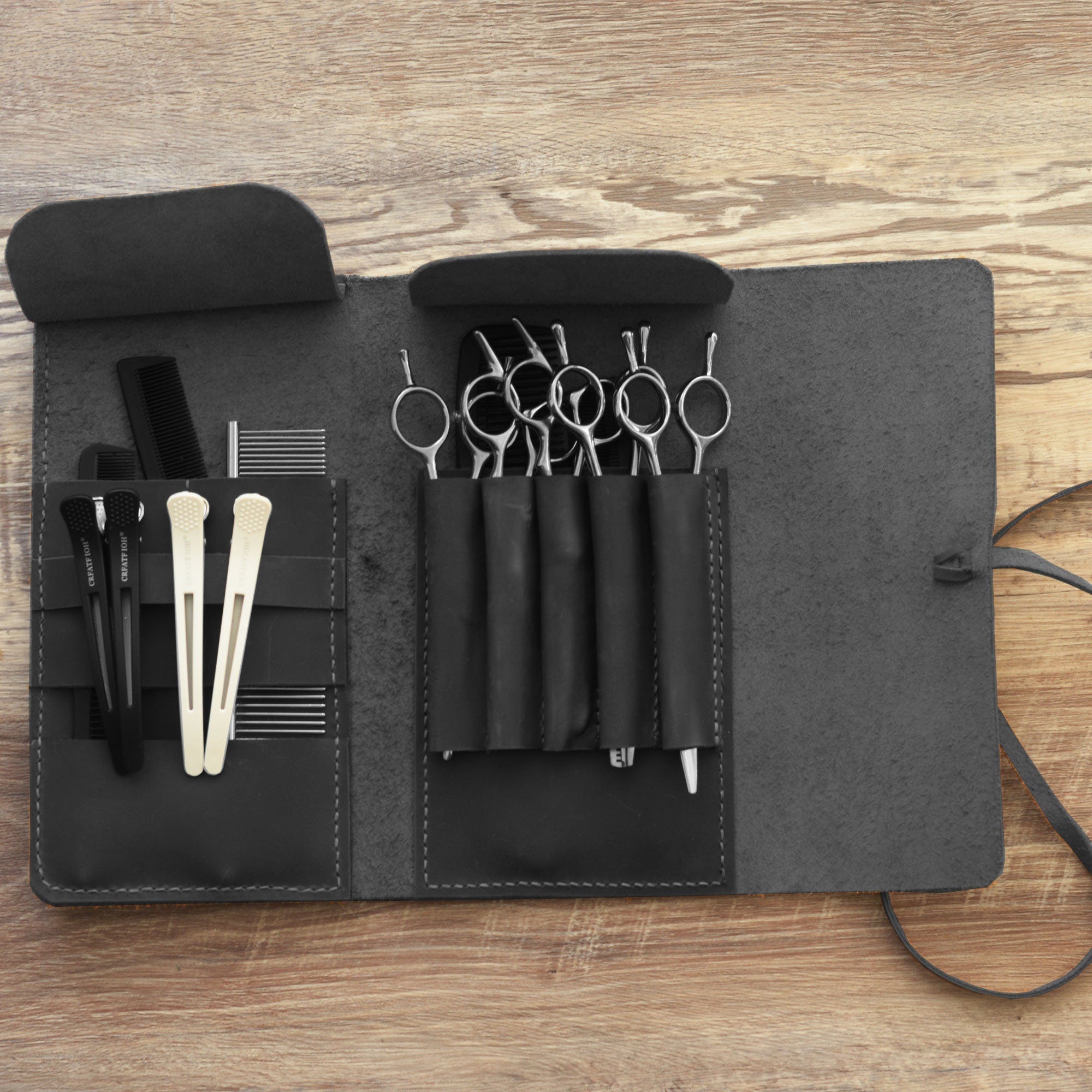 Étui personnalisé en cuir pour ciseaux de coiffure, pochette pour salons, porte-outils pour barbiers et coiffeurs, sac holster pour outils de salon - 211