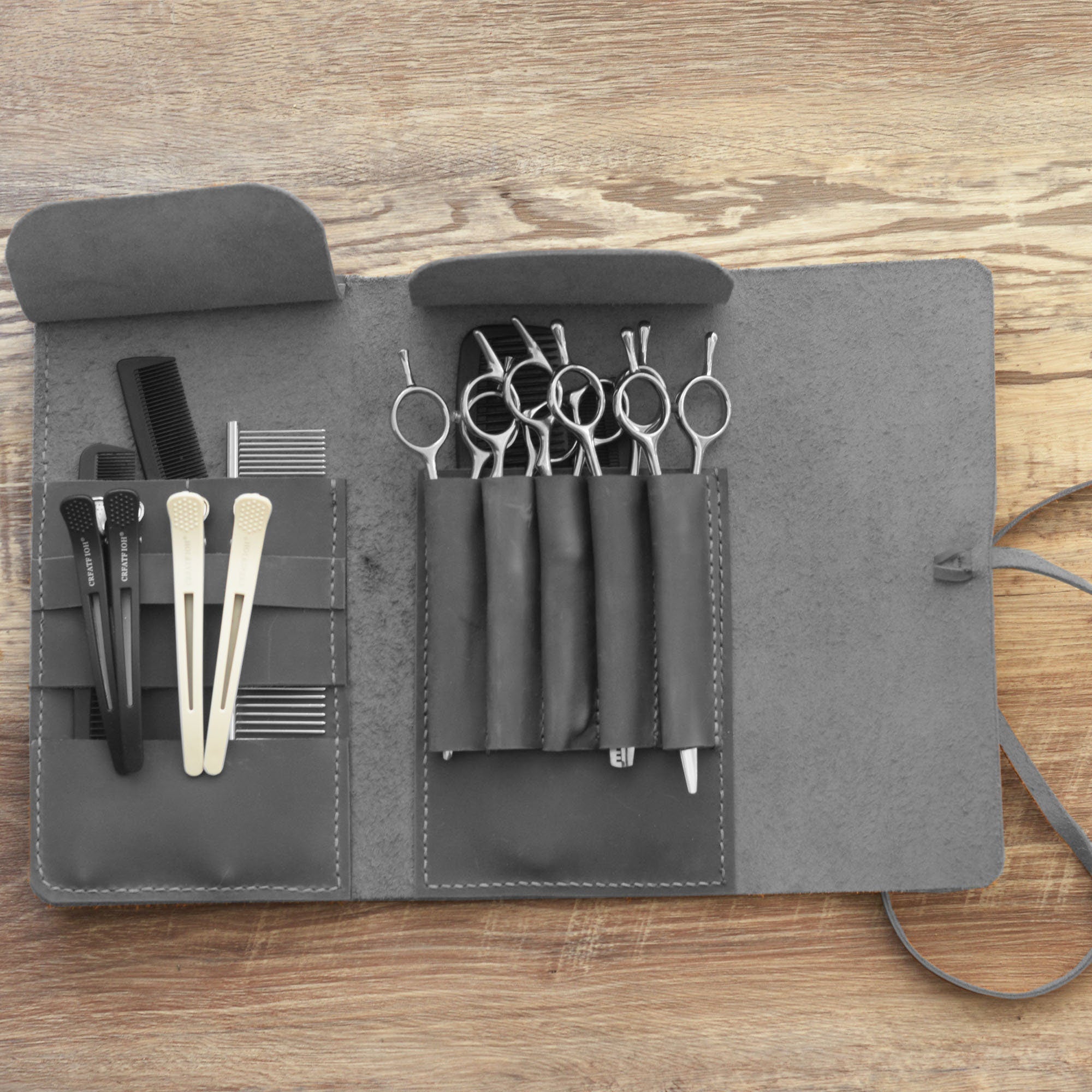Étui personnalisé en cuir pour ciseaux de coiffure, pochette pour salons, porte-outils pour barbiers et coiffeurs, sac holster pour outils de salon - 211