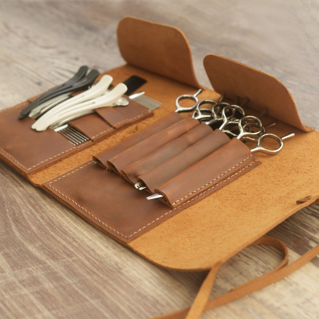 Étui personnalisé en cuir pour ciseaux de coiffure, pochette pour salons, porte-outils pour barbiers et coiffeurs, sac holster pour outils de salon - 211