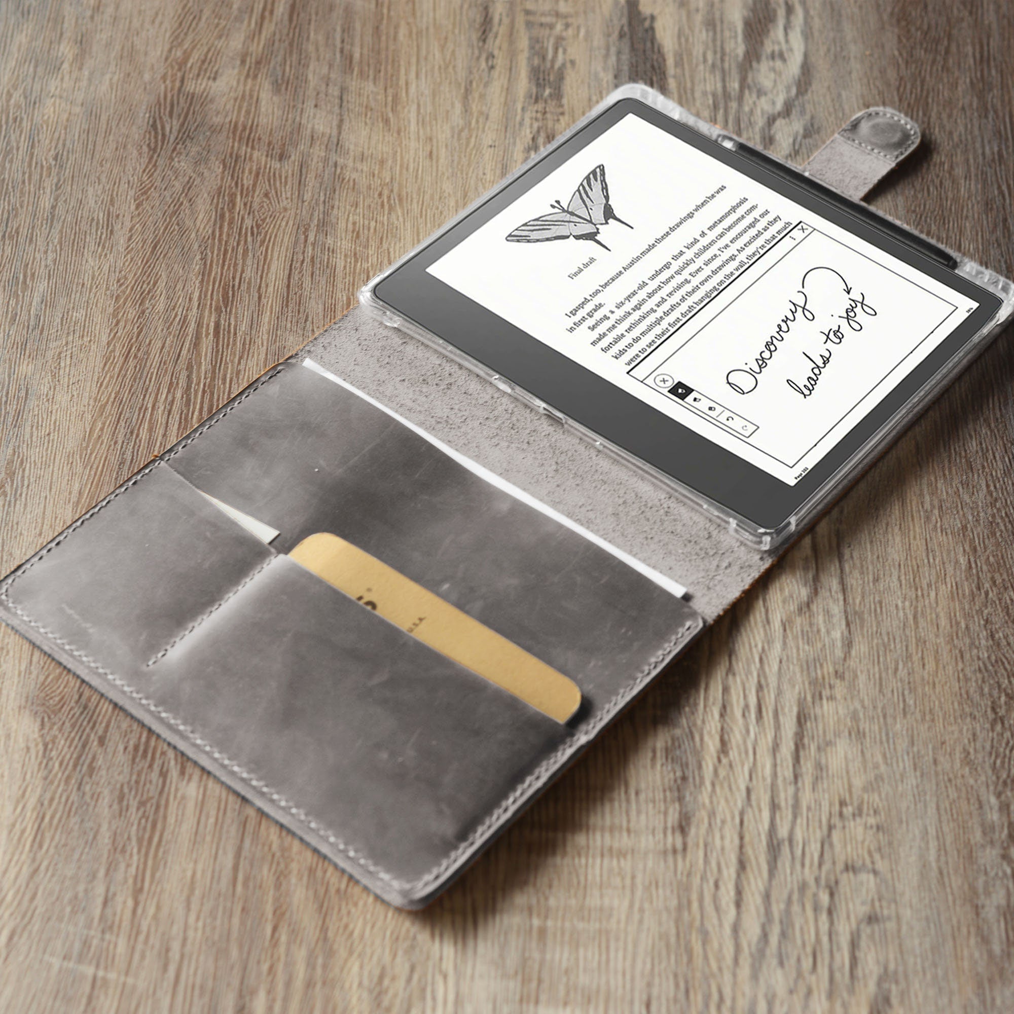 Étui en cuir personnalisé pour Kindle Scribe - Cuir gravé de style artisanal - Modèle 606-SC