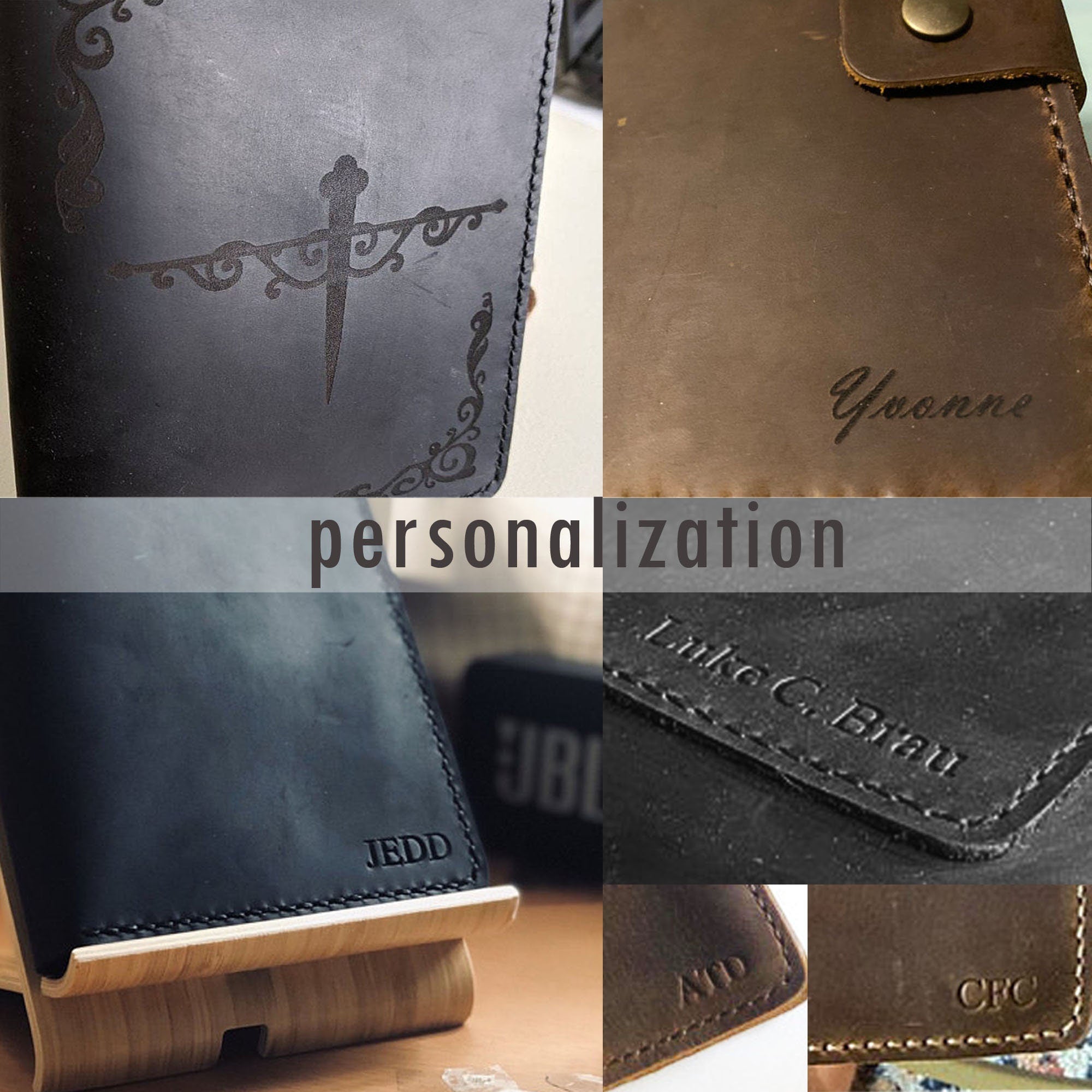 Étui en cuir personnalisé pour Kindle Scribe - Cuir gravé de style artisanal - Modèle 606-SC