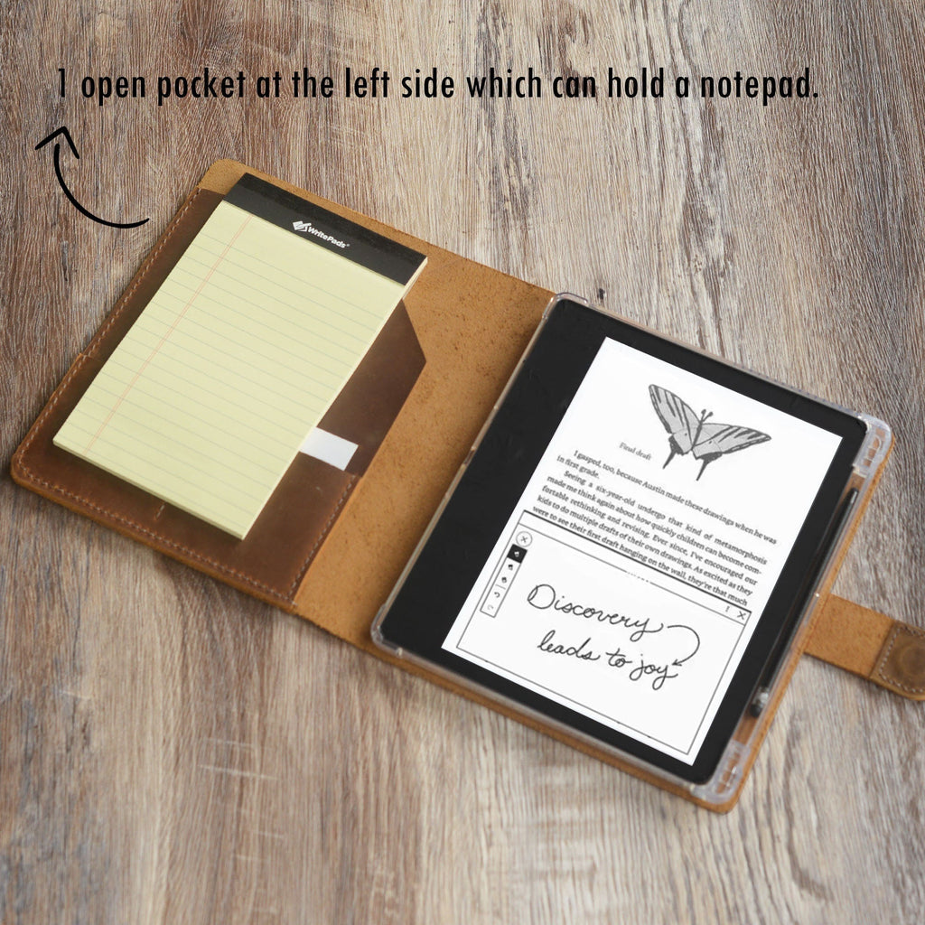 Étui en cuir personnalisé pour Kindle Scribe - Plusieurs couleurs disponibles - Modèle 607-SC