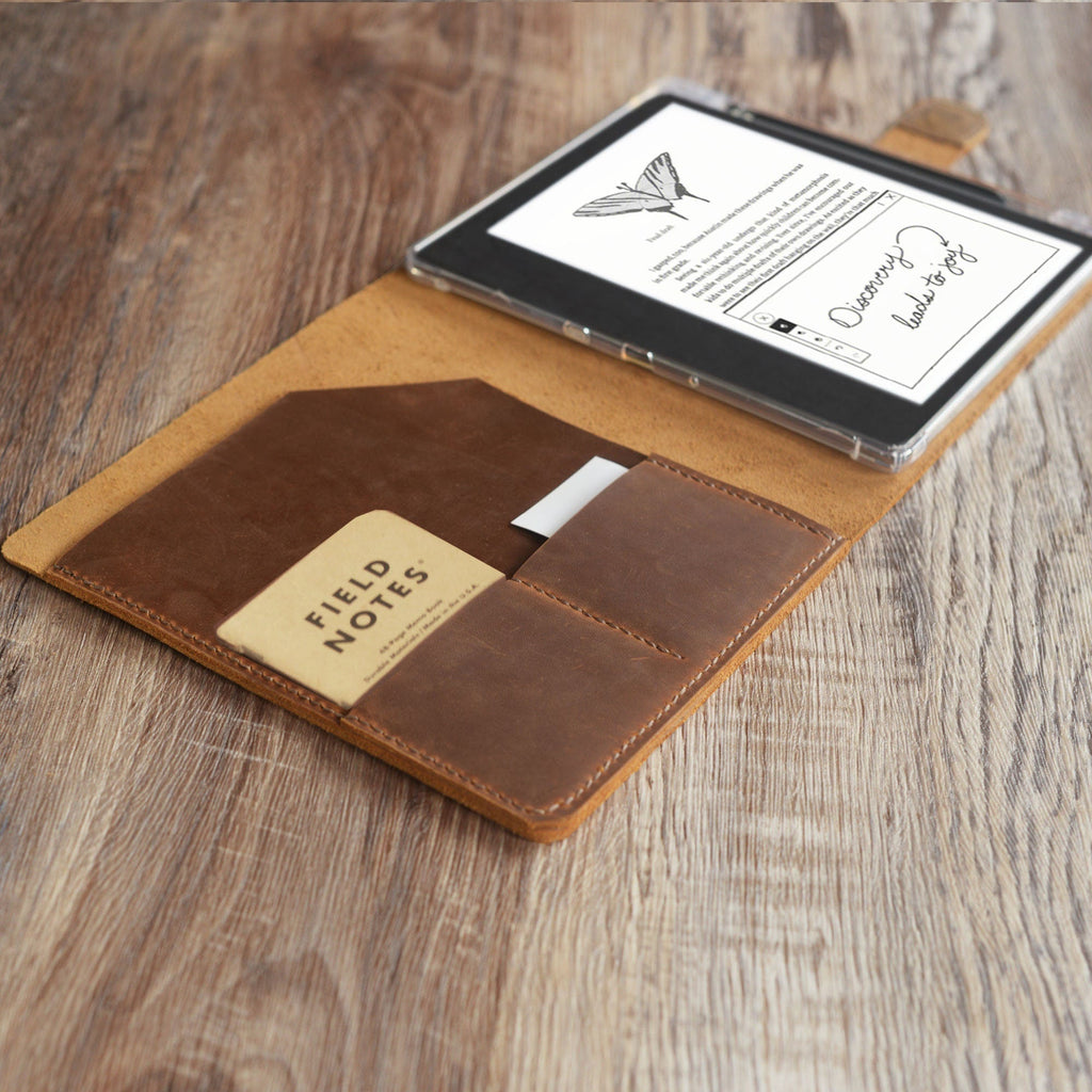Étui en cuir personnalisé pour Kindle Scribe - Plusieurs couleurs disponibles - Modèle 607-SC