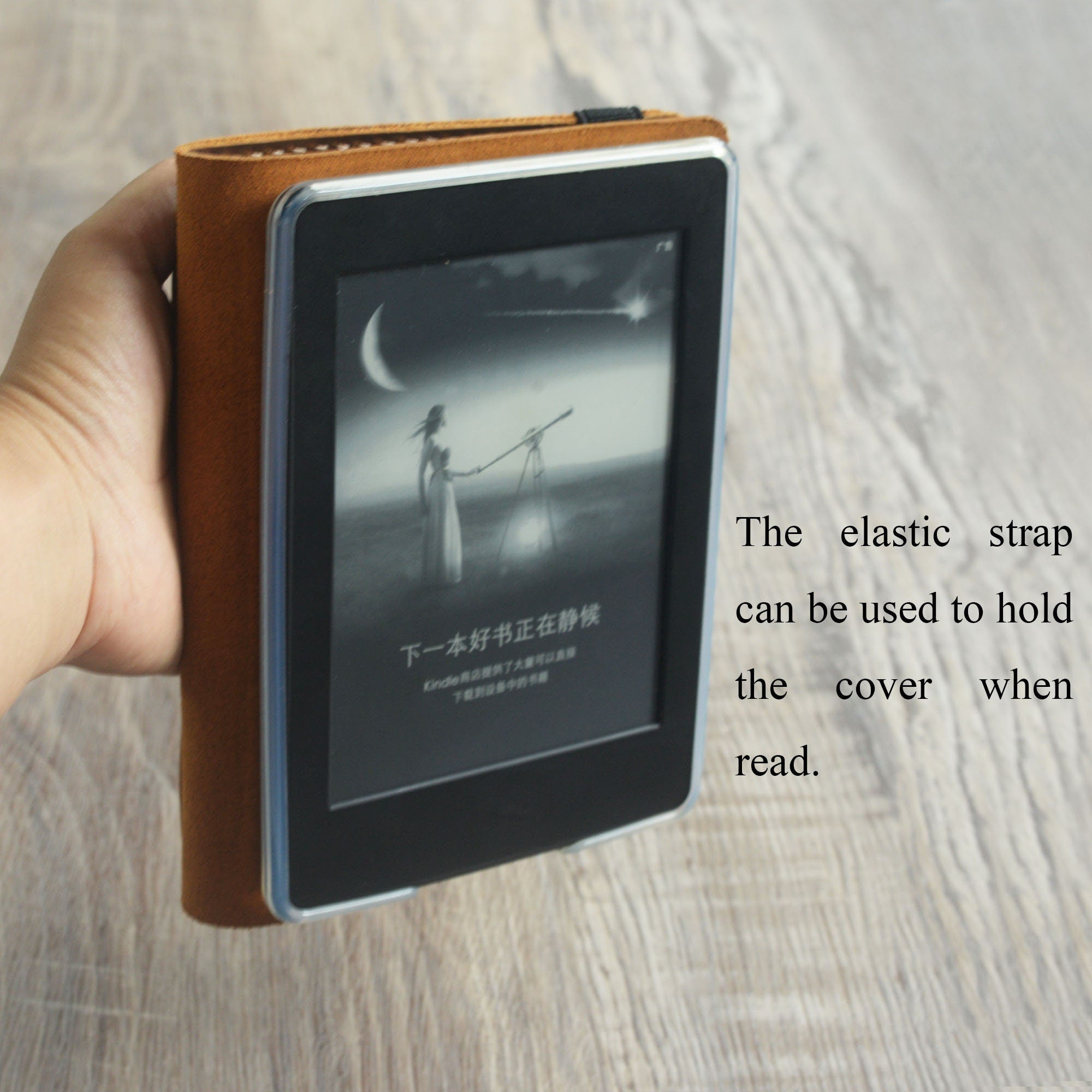 Étui en cuir pour Kindle Paperwhite avec poignée et fermeture élastique - Plusieurs couleurs - K01