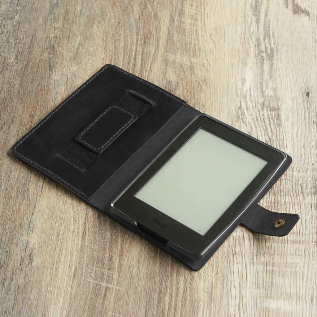 Étui en cuir pour Kindle Paperwhite avec poignée et bouton-pression - Disponible en plusieurs couleurs - Modèle K01