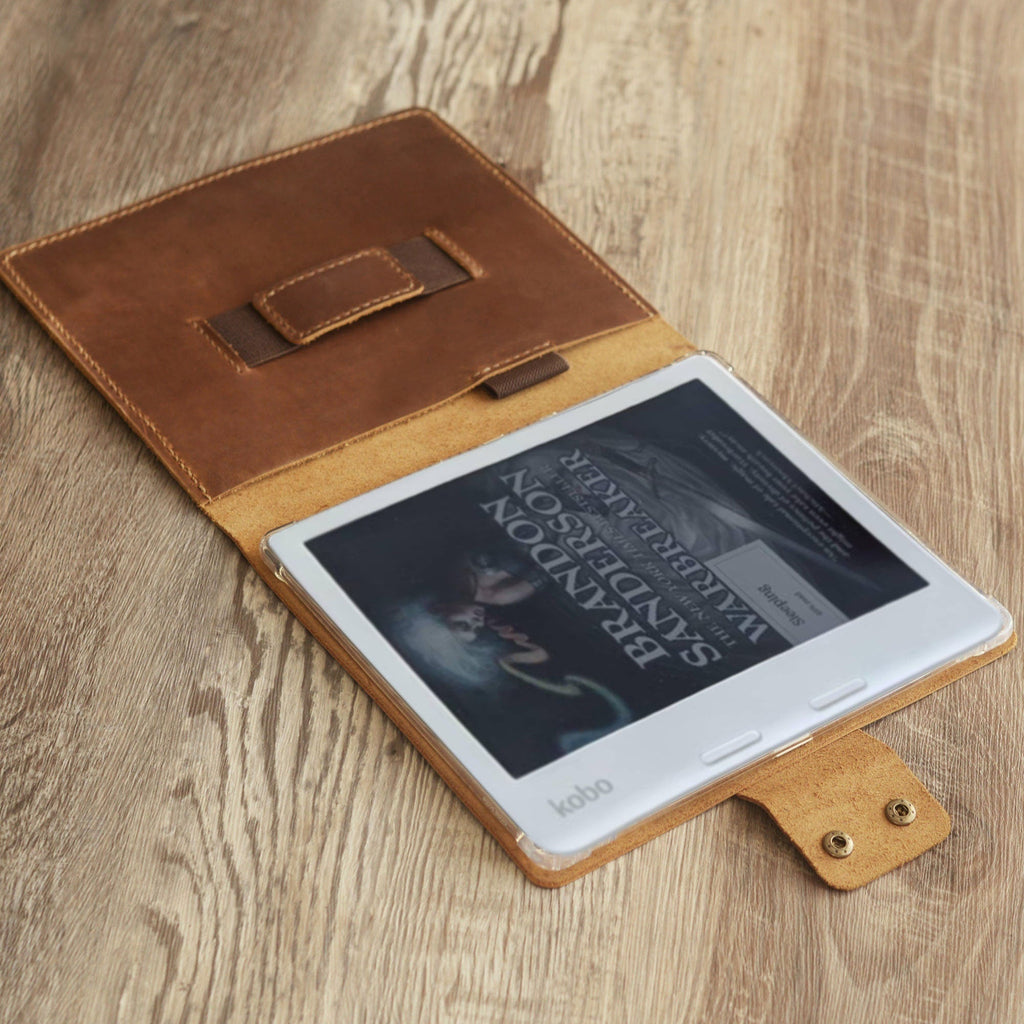 Étui en cuir personnalisé avec porte-stylo haut de gamme pour Kobo Clara/Libra/Elipsa – disponible en plusieurs couleurs – RM-Kobo