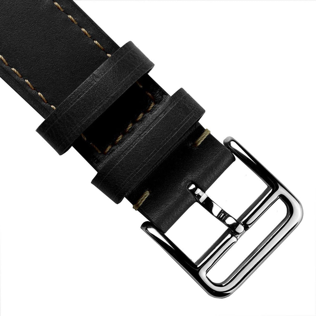 Brixham Flat Lederarmband für Uhr - Elegantes Schwarz
