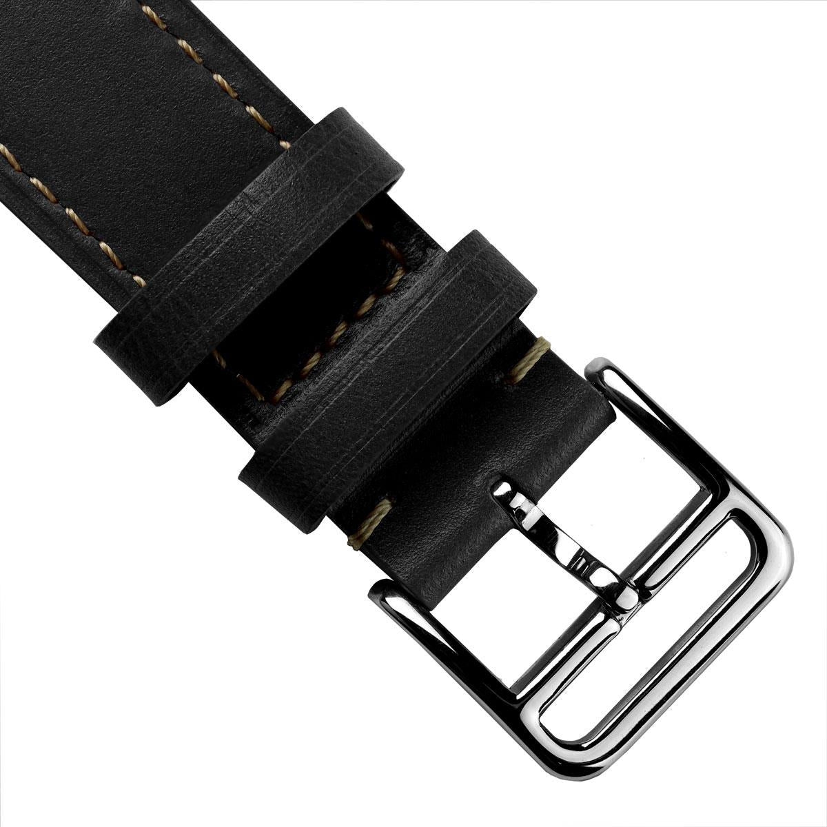 Brixham Flat Lederarmband für Uhr - Elegantes Schwarz