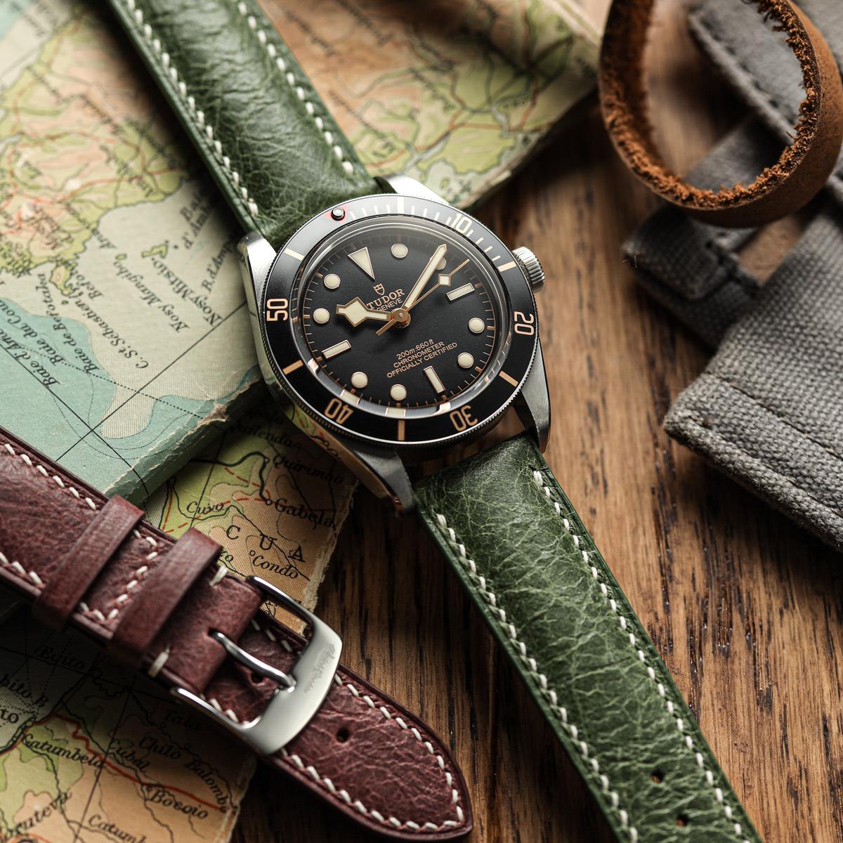 Lerano Tuscan Lederarmband mit Polsterung in elegantem Grün