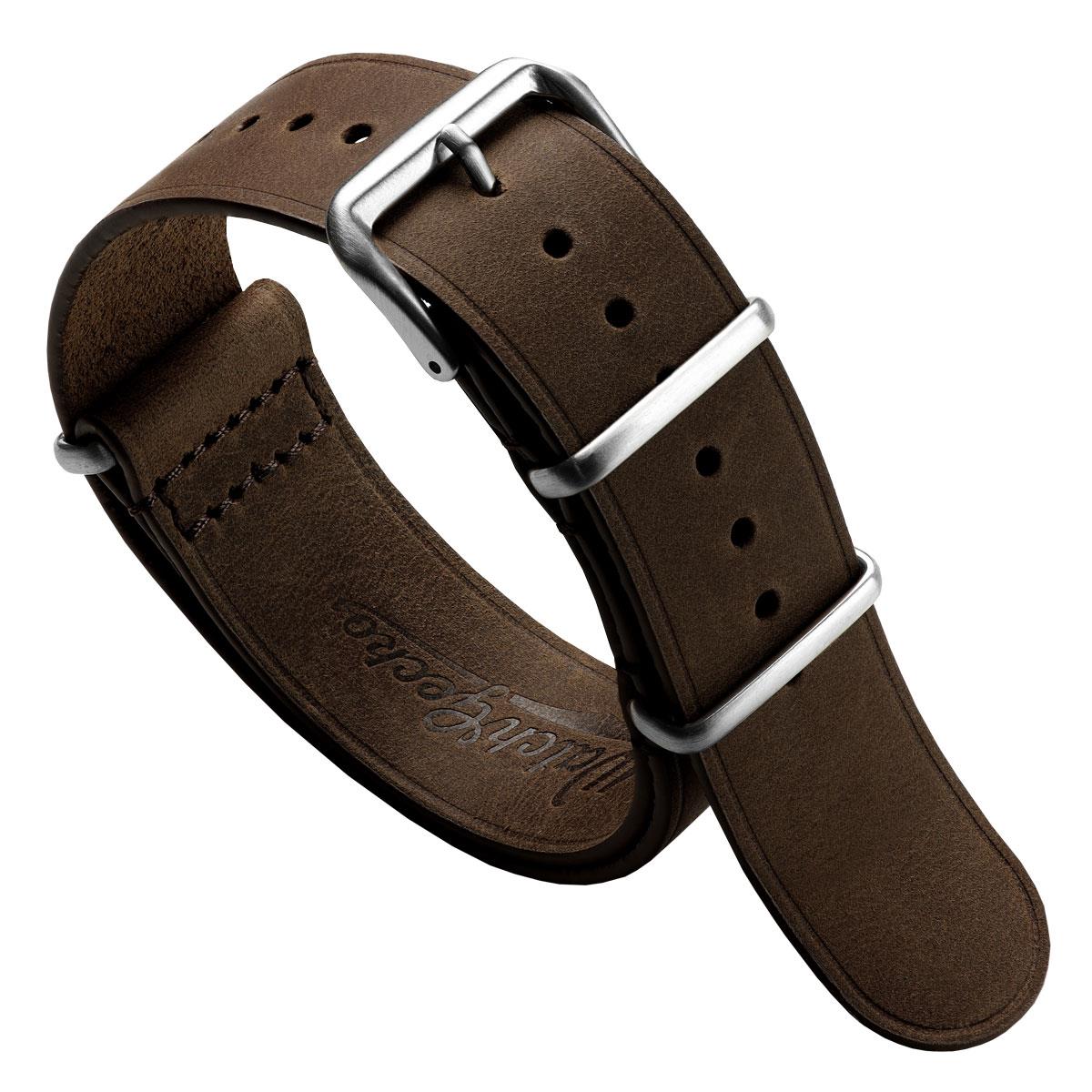 Cambridge Genuine Leather British Military Watch Strap - Chocolate Brown
