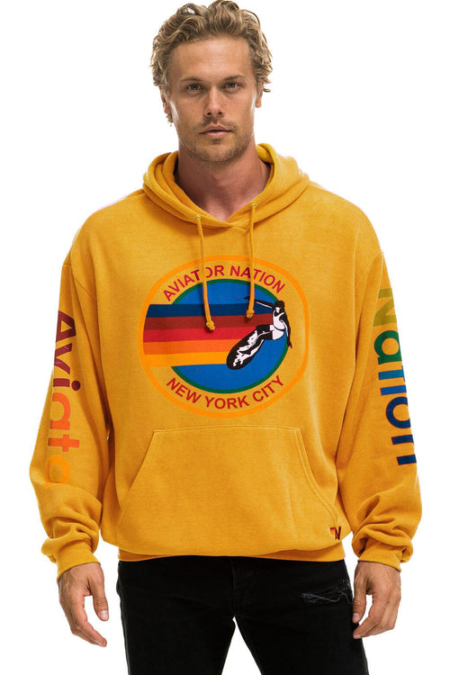 AVIATOR NATION NEW YORK CITY RELAXED PULLOVER HOODIE - GOLD
