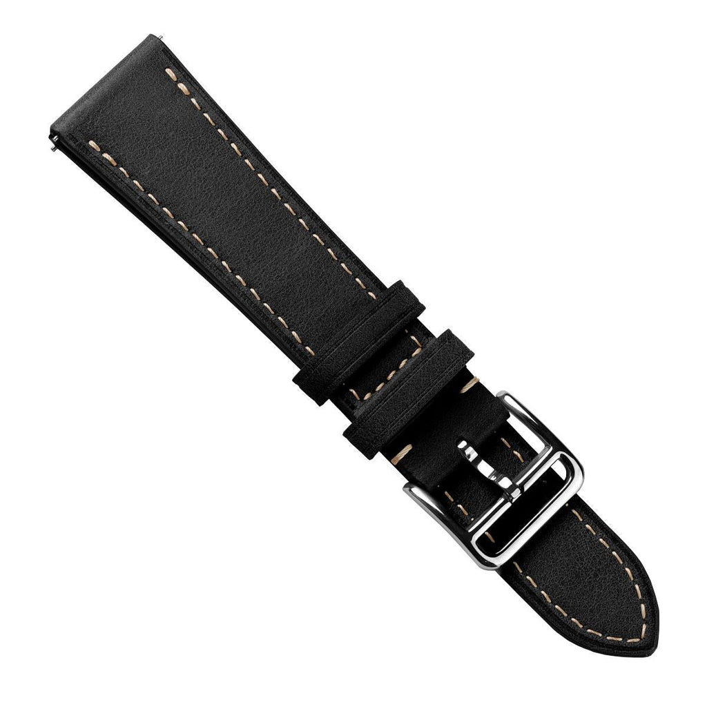 Bracelet en cuir plat Brixham en noir pastel élégant