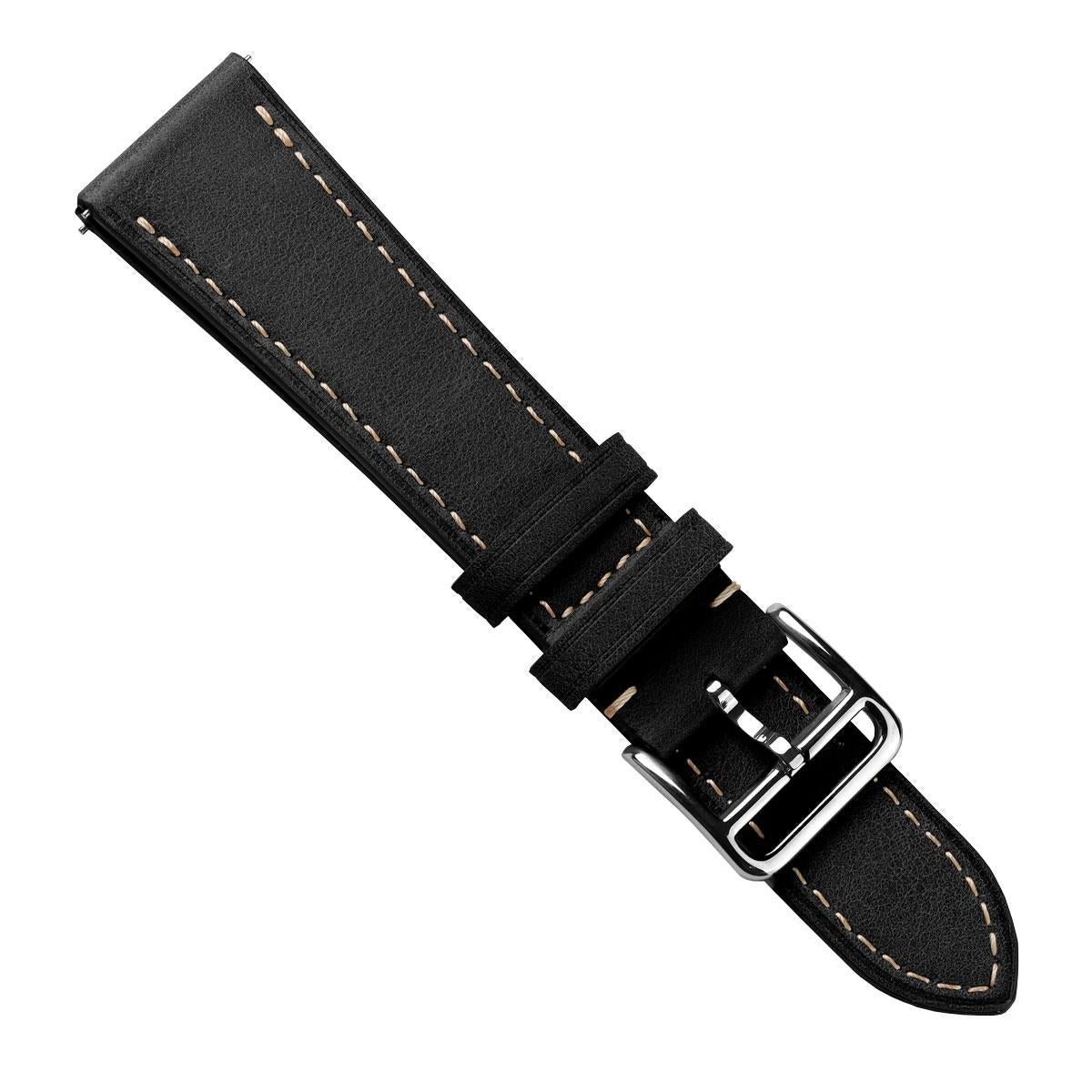 Bracelet en cuir plat Brixham en noir pastel élégant