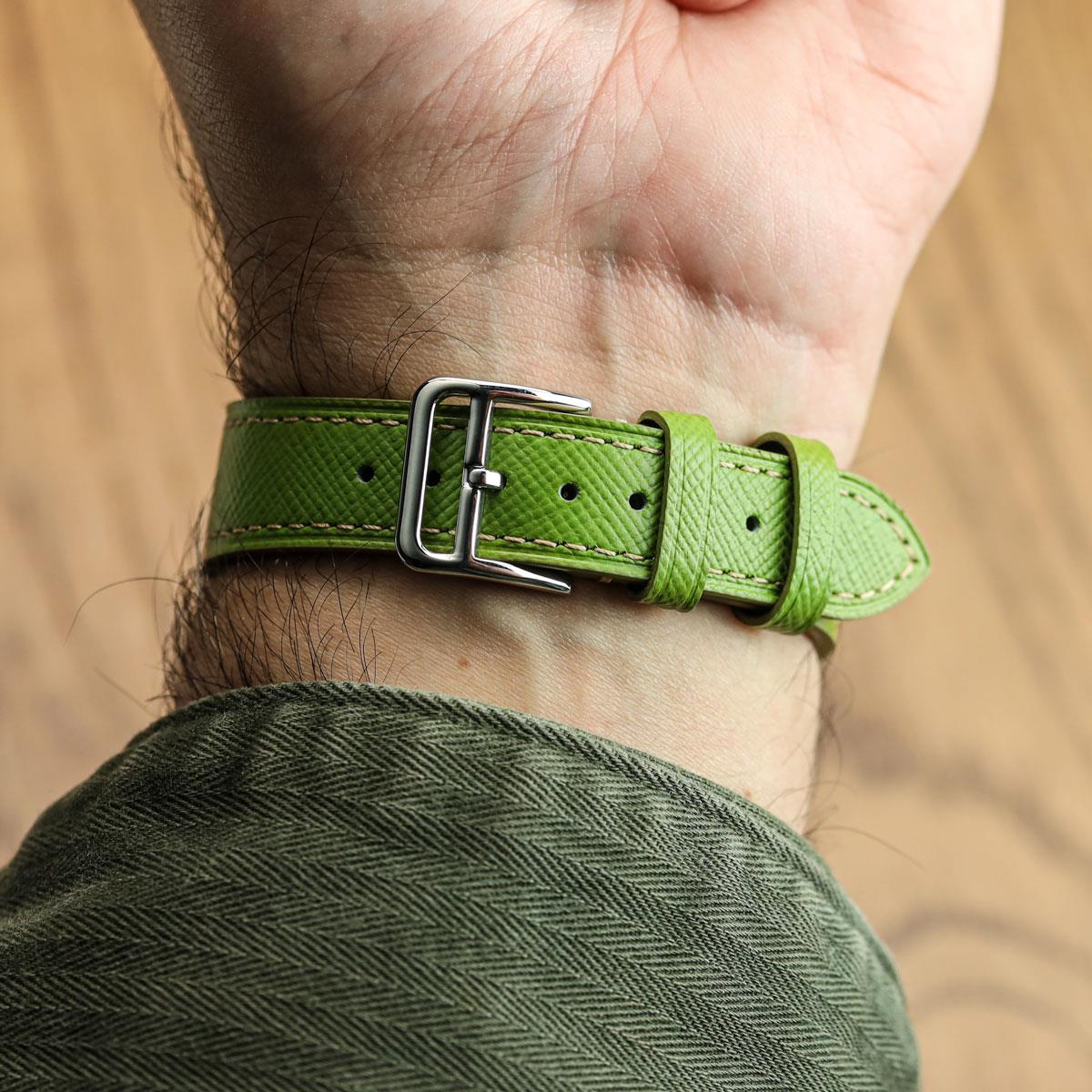 Brixham Saffiano Lederarmband in Avocado Grün für stilvollen Komfort