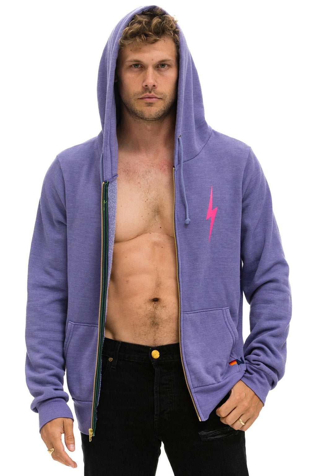 BOLT 2 HOODIE - LAVENDER //  NEON PINK