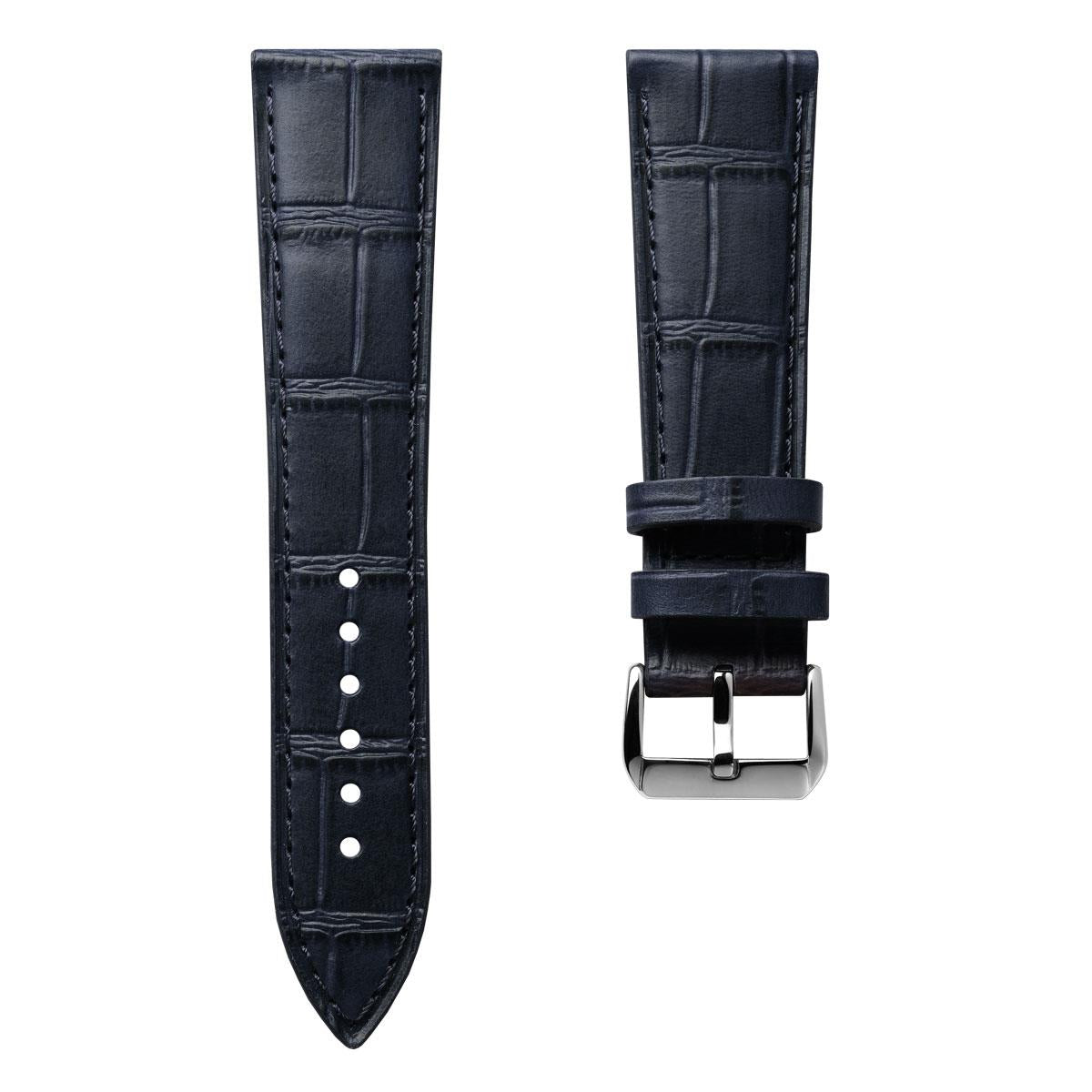 Louvain Croc Strap en Cuir Artisanale - Bleu Foncé, Élégance et Durabilité