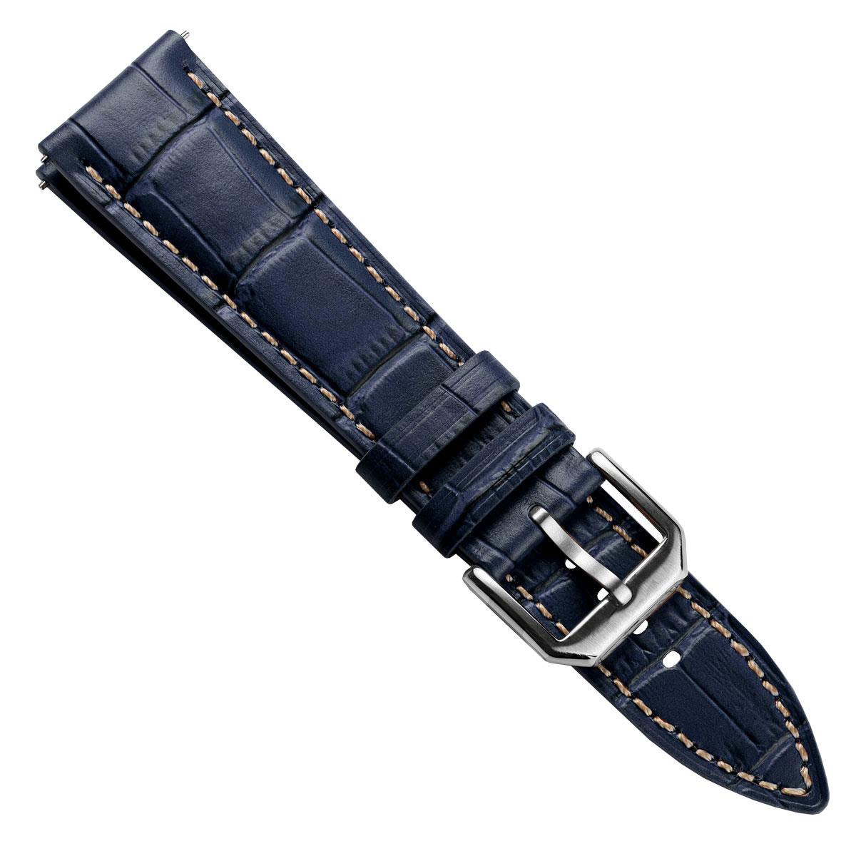 Bracelet en cuir véritable avec impression d'alligator Carolina - Bleu Oxford élégant